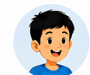 Boy avatar with black hair and blue shirt