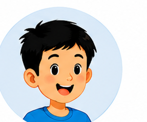 Boy avatar with black hair and blue shirt, variant